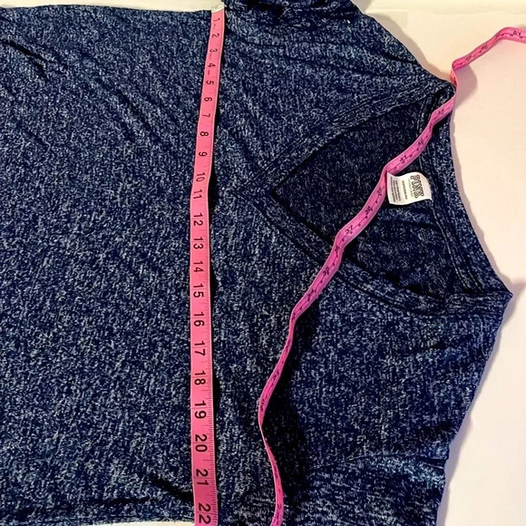 PINK oversized top xs long sleeved marbled v neck blue top comfy lounge top - Picture 3 of 6